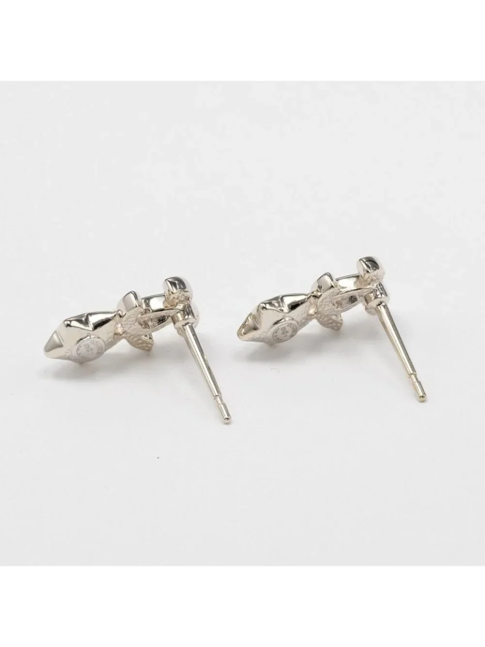 Chanel CC Logo Gold Plated Light Stone Earrings